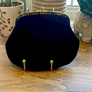 Vintage Black Velvet Clutch 